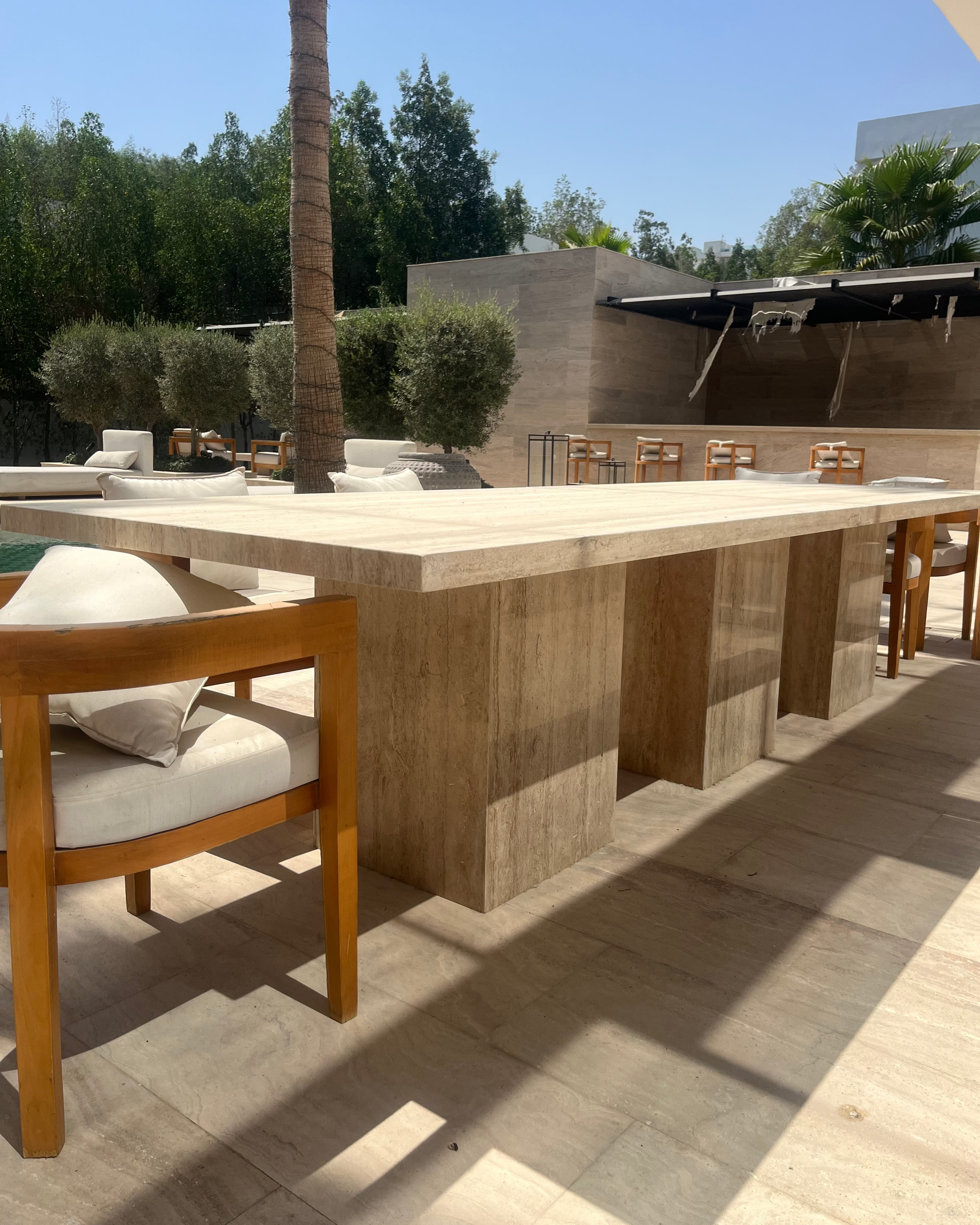 10-Seater Travertine Dining Table