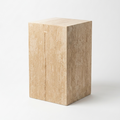 A rectangular stone pedestal or side table made of light beige travertine, shown on a clean white background.